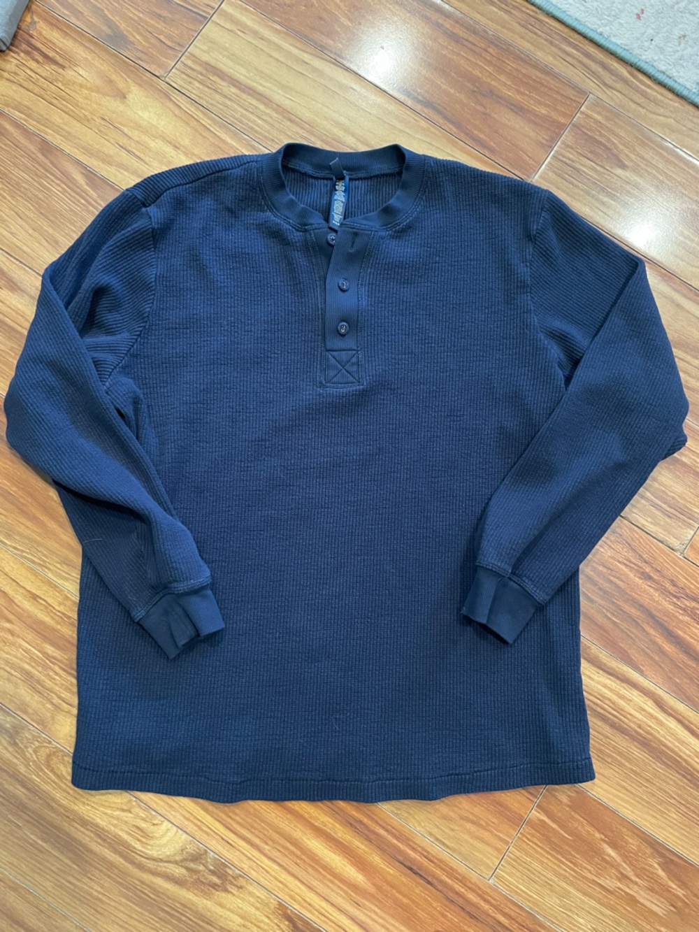 SKIMS Heavyweight Boyfriend Oversized Henley in Navy